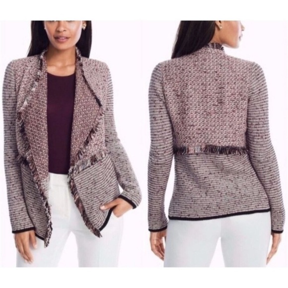 White House Black Market Sweaters - White House Black Market Tweed Fringe Cardigan